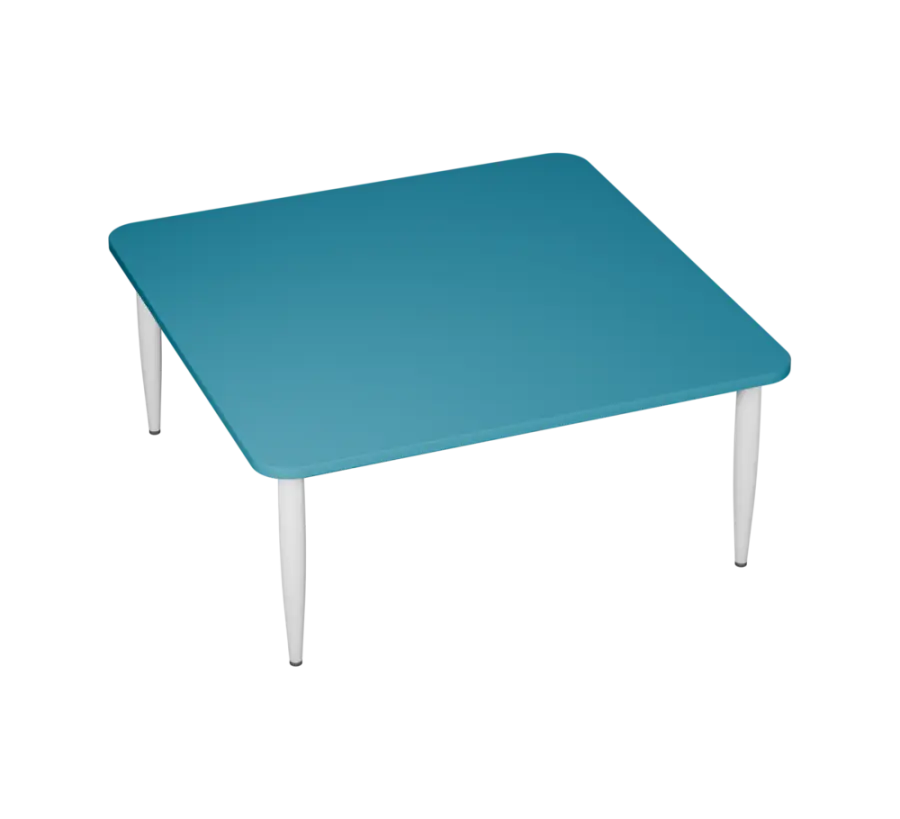 PLAYFORM 26 modulární hravé stoly, výška 520 mm, kovová podnož bílá, deska 25 mm, skandinávská modrá